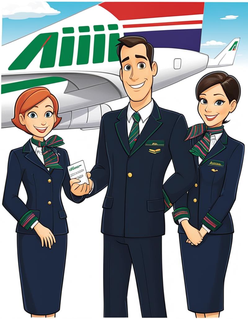 02850-3027700818-((a pixar 3d render of a group of three women and a man standing in front of a plane, alitalia_woman_jacket, alitalia_blue_silk_.png